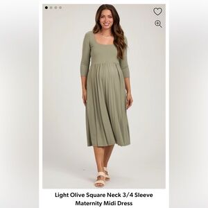Pinkblush website maternity dress. MIDI length, size small, olive green.